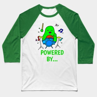 Powered By - Funny Avocado Cute Clipart Veggies - Musical Beats Drummer Baseball T-Shirt